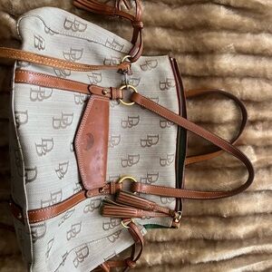 Dooney & Bourke Cream and Brown Tote Bag